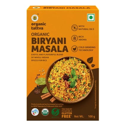 Organic Tattva, Organic Biryani Masala Powder, 100 Gram, Rich In Flavour And No Artificial Additives