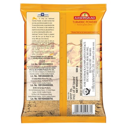 Aashirvaad Turmeric Powder, Natural Golden Turmeric Powder With No Added Flavours And Colours, 500G