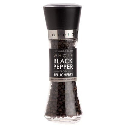 S P R I G Sprig Worlds Finest Black Pepper, Tellicherry Black Peppercorns, Black Pepper For Cooking, Seasoning & Finishing|No Artificial Flavors Or Colours, 100% Natural |High Grade Pepper Grinder Mill, 100G
