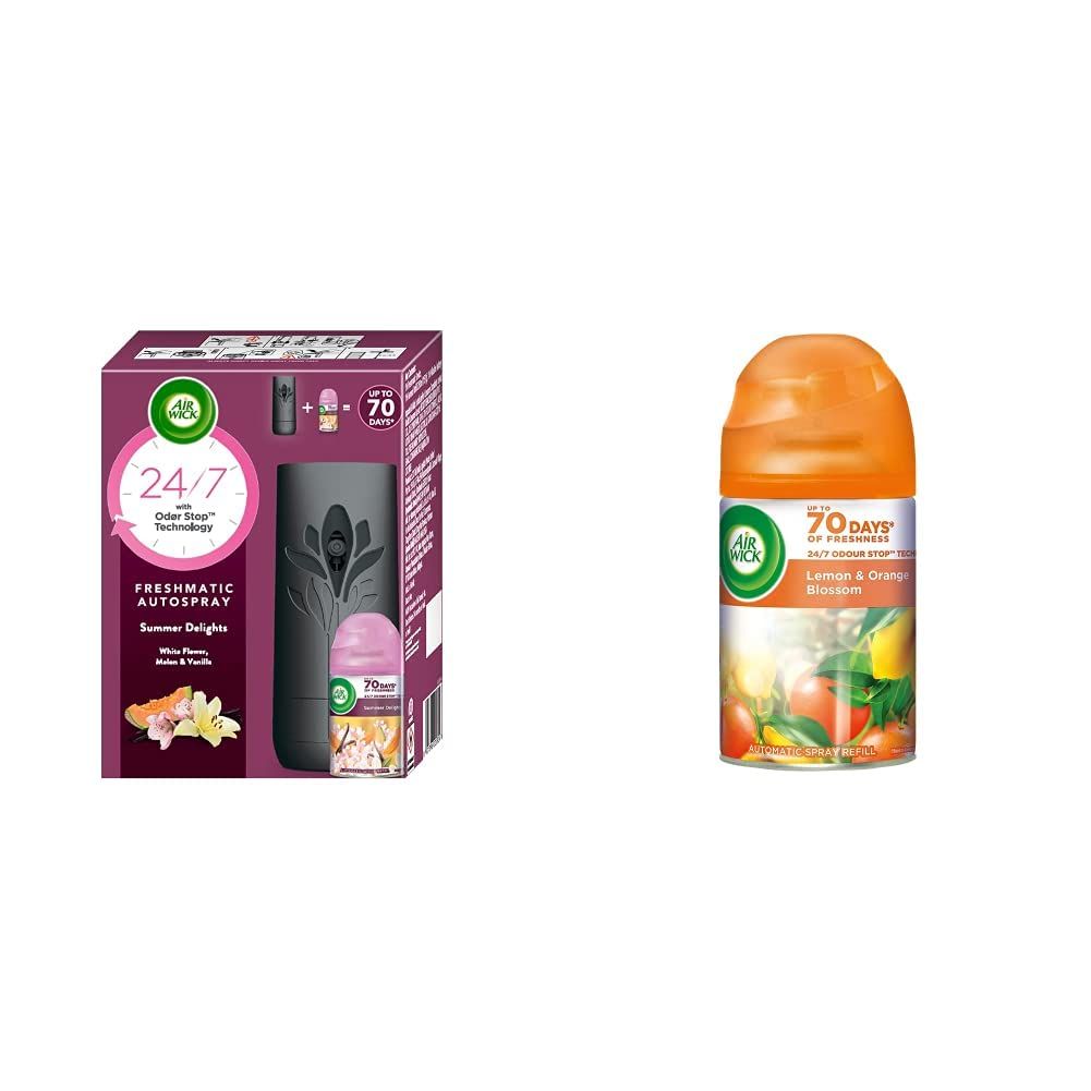 Airwick Freshmatic Automatic Air Freshener Kit [Automatic Spray + Summer Delights Refill, 250 Ml]