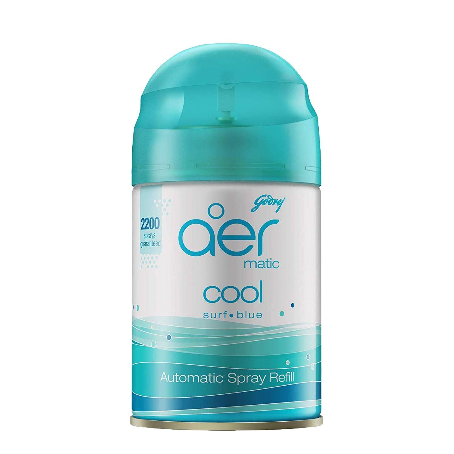 Godrej Aer Matic Refill, Automatic Room Fresheners, Cool Surf Blue, 2200 Sprays Guaranteed, Lasts Up To 60 Days (225Ml)