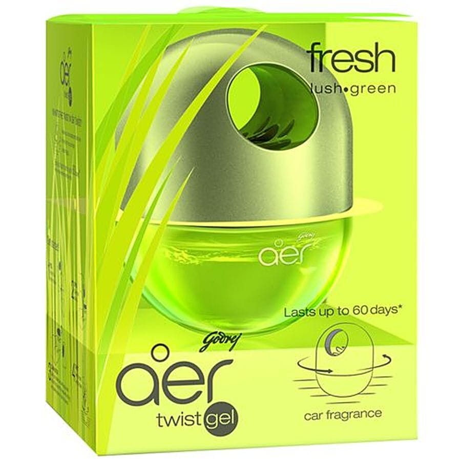 Godrej Aer Twist Gel, Car Air Freshener, Fresh Lush Green, 45 G