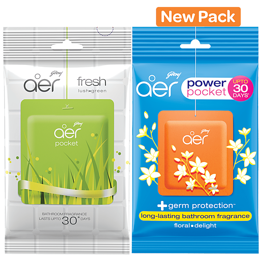 Godrej Aer Power Pocket, Long Lasting Bathroom Fragrance, Floral Delight, 10 G