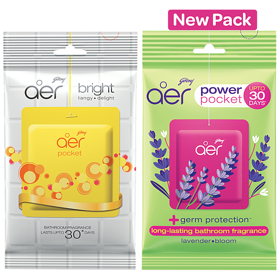 Godrej Aer Power Pocket, Long Lasting Bathroom Fragrance, Lavender Bloom, 10 G