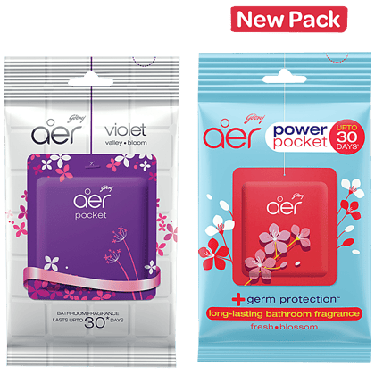 Godrej Aer Power Pocket, Long Lasting Bathroom Fragrance, Fresh Blossom, 10 G