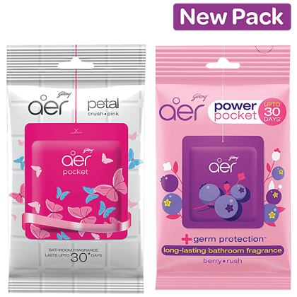 Godrej Aer Power Pocket, Long Lasting Bathroom Fragrance, Berry Rush, 10 G