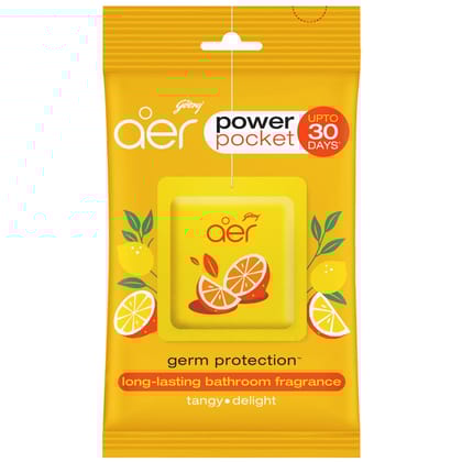 Godrej Aer Power Pocket Tangy Delight, Air Freshener, Bathroom And Toilet, Lasts 30 Days, 10G
