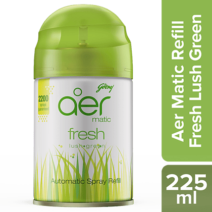 Godrej Aer Matic Refill, Automatic Room Fresheners, Fresh Lush Green, 225Ml