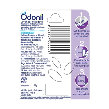 Odonil Bathroom Air Freshener Blocks, Lavender Meadow, 72Gm