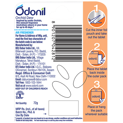 Odonil Bathroom Air Freshener Blocks, Orchid Dew, 72 G