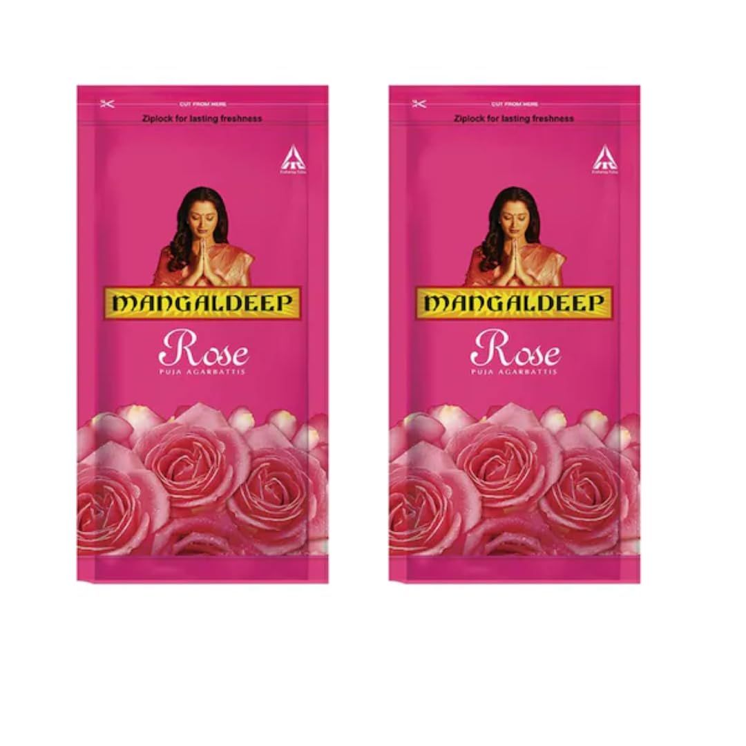 Mangaldeep Zip Lock Agarbatti, Rose, 120 Sticks (Pack Of 2)