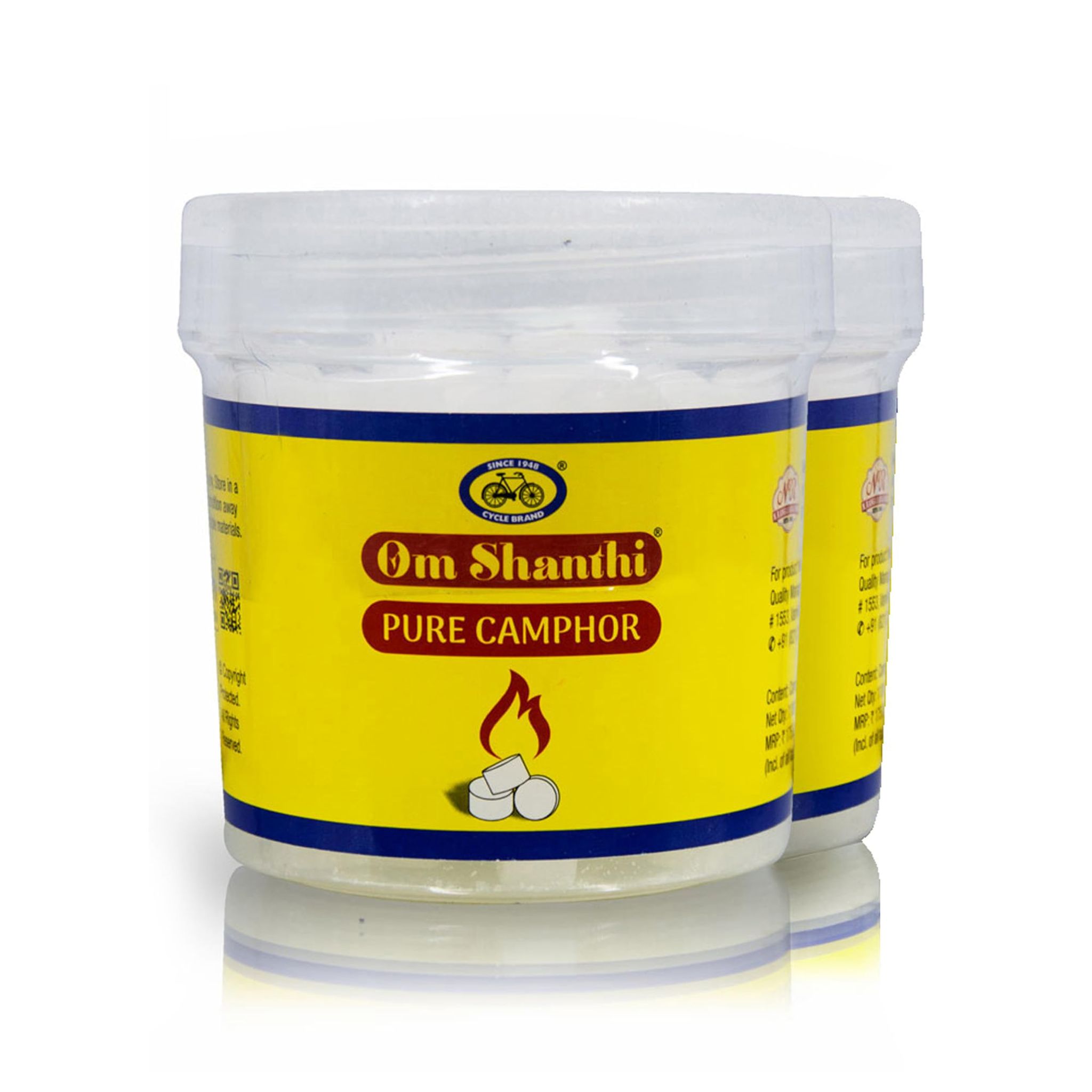 Om Shanthi Pooja Made Pure Cycle Om Shanthi Pure Camphor Pack Of 2 Karpooram, 100% Pure Kapoor (Total 220 Camphor Tablet)