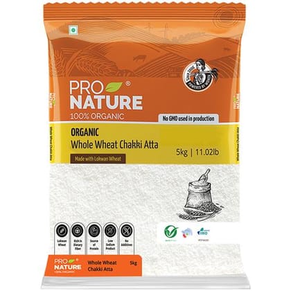 Pro Nature Organic Atta, Whole Wheat, 5 Kg Pouch