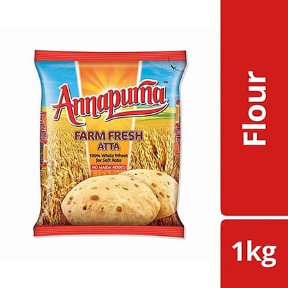 Annapurna Farm Fresh Whole Wheat Atta/Godihittu, 1 Kg Pouch
