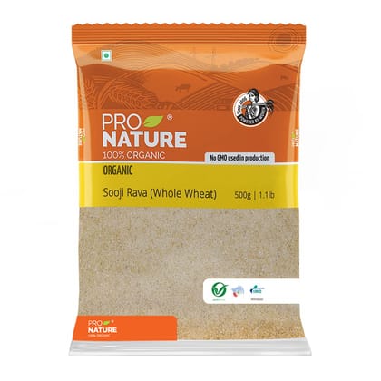 Pro Nature 100% Organic Whole Sooji Rava, 500G