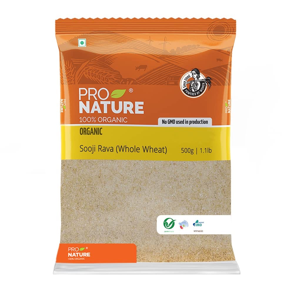 Pro Nature 100% Organic Whole Sooji Rava, 500G