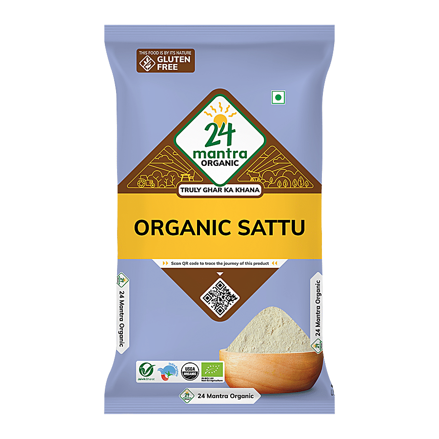 24 Mantra Organic Sattu Atta, 500Gms, 100% Organic, Chemical Free & Pesticides Free, Roasted Chickpeas