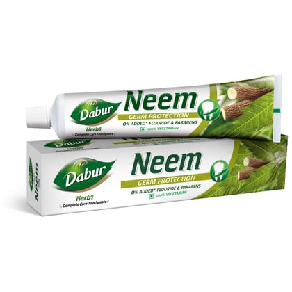 Dabur Herb'L Neem Germ Protection Toothpaste, 200G, No Added Flourides & Parabens, Neem Fights Bacteria, Potent For Germ Protection, Enriched With Powerful Natural Ingredients