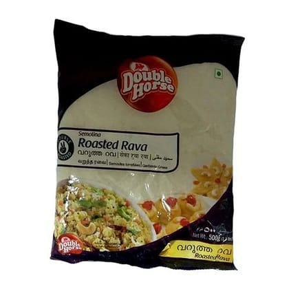 Double Horse Double Roasted Rava, 500 G Pouch