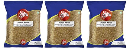 Double Horse Fibre Rich Broken Wheat, Bansi Wheat Broken, Nuruku Gothambu, Improves Metabolism, 500G, Pack Of 3
