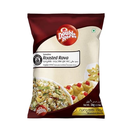 Double Horse Double Roasted Rava, Sooji Uppma Rava, Wheat Sooji, Suji Rava, Semolina, Non Sticky Rava, 1 Kg