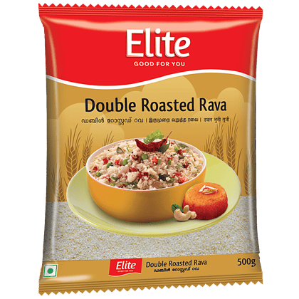 Elite Double Roasted Rava, 500 G Pillow Pouch