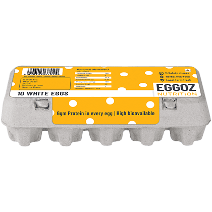 Eggoz White Farm Fresh Eggs, Omega 3 Rich With No Ddgs, Hormone & Steroids, 10 Pcs