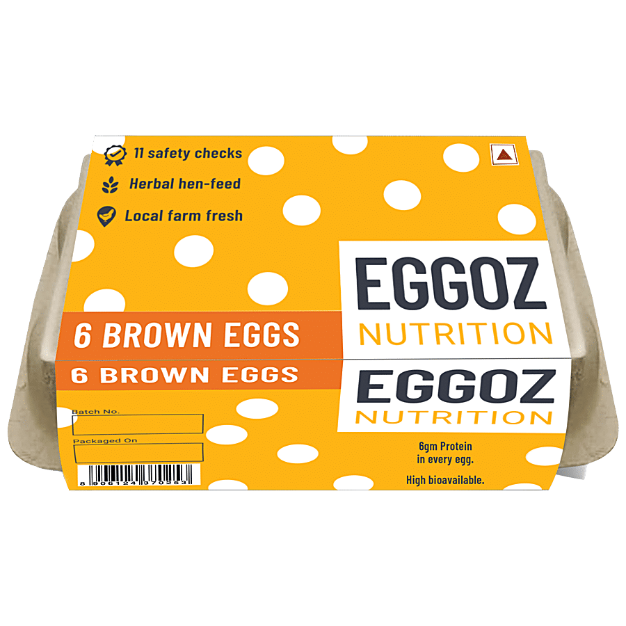 Eggoz Brown Farm Fresh Eggs, High Bio Available Protein With No Ddgs, Hormone & Steroids, 6 Pcs