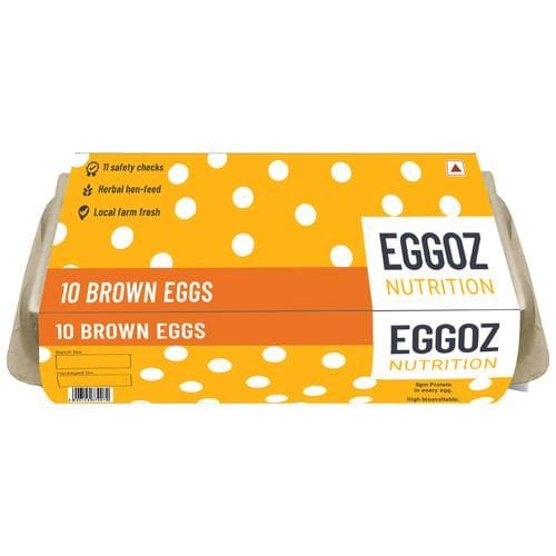 Eggoz Brown Farm Fresh Eggs, High Bio Available Protein Eggs With No Ddgs, Hormone & Steroids, 10 Pcs