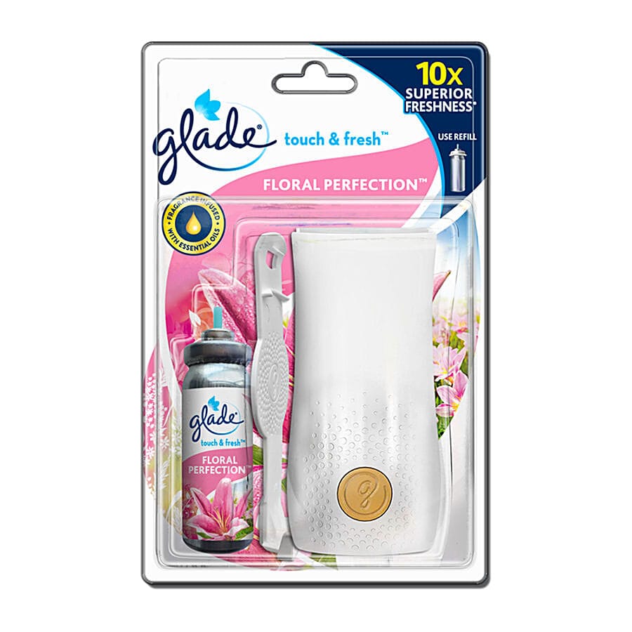 Glade Touch & Fresh Aerosol Air Freshener, Wall Mount, Floral Perfection, 12 Ml (Dispenser + Refill)