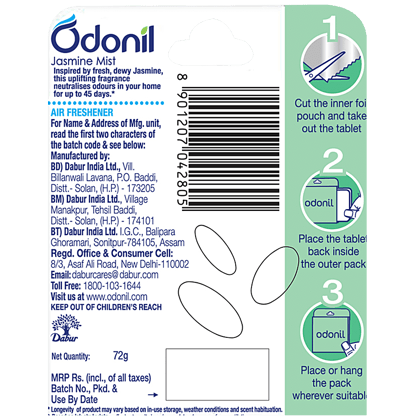 Odonil Bathroom Air Freshener Blocks, Jasmine Mist, 72 G