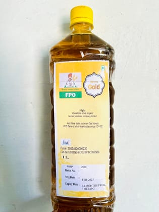 Barona Gold 1L Organic Mustard Oil