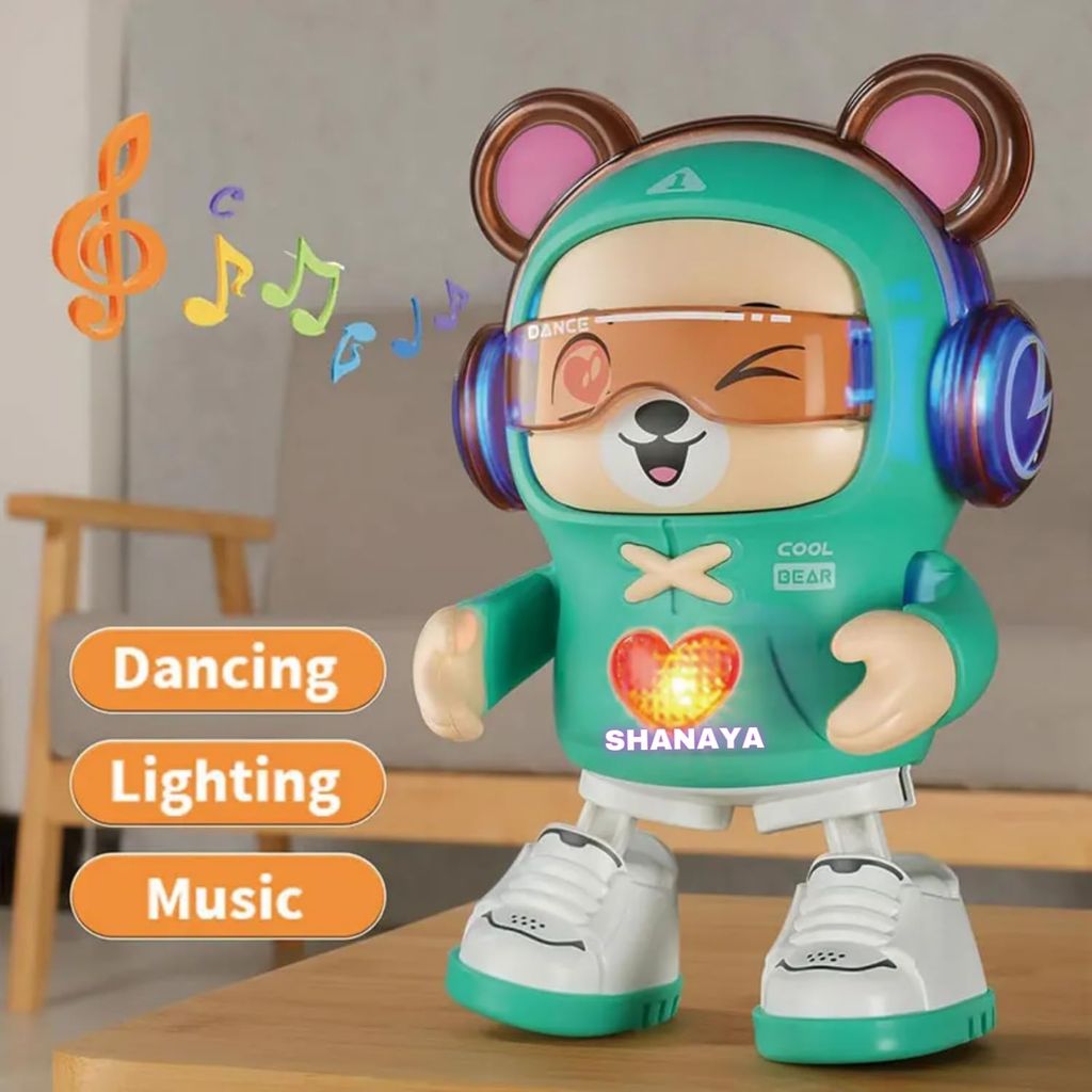 SHANAYA Dancing Bear Interactive Baby Toys with Light and Musical Dancing Love Gesture Fun Moving Crawling Toy for Babies Age 6-12 Months Toddlers Toy and Kids 1-2-3-4-5 Years Old (Green)