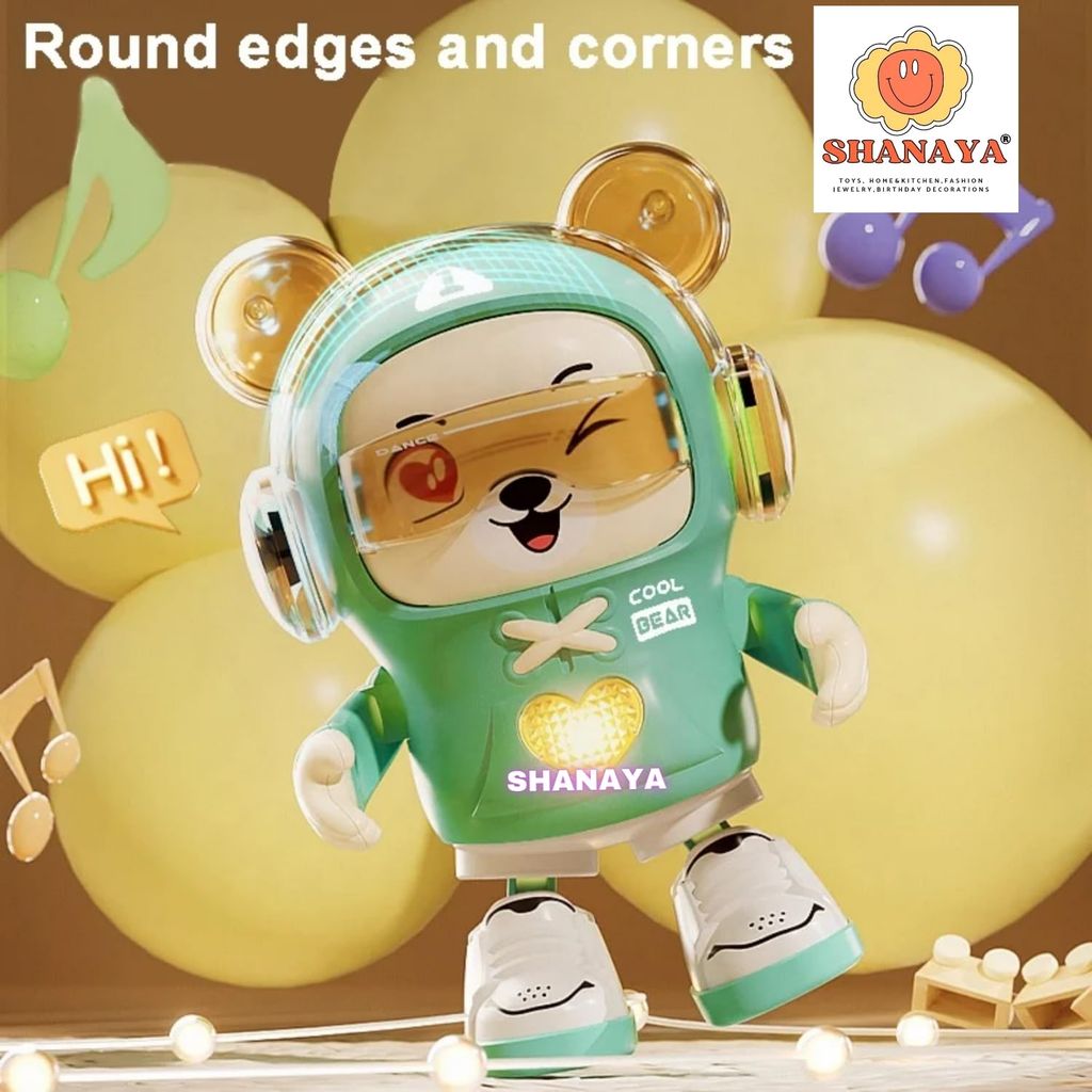 SHANAYA Dancing Bear Interactive Baby Toys with Light and Musical Dancing Love Gesture Fun Moving Crawling Toy for Babies Age 6-12 Months Toddlers Toy and Kids 1-2-3-4-5 Years Old (Green)