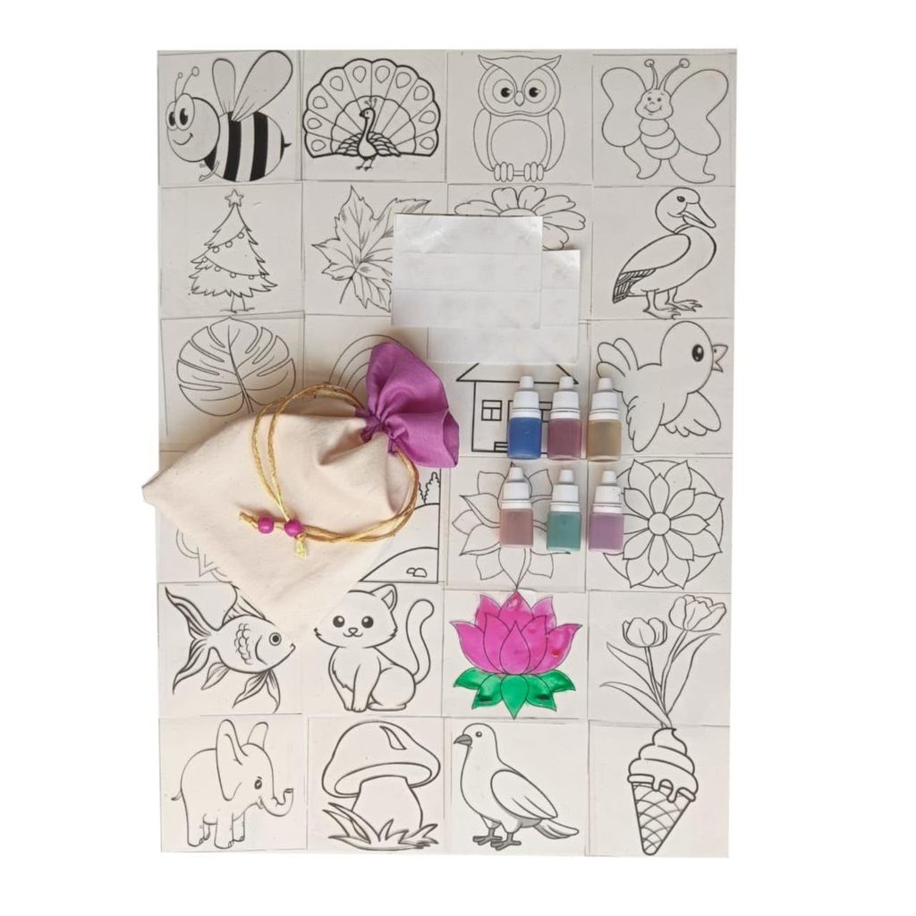 The brown box-Glass Painting Kit,Suncatcher kit,Window Art kit,Craft Kit for 5 Years and Above,Art and Craft Kit,Birthday Gift,Return Gift - Party and Festive Needs | Buy online on ZillyBuy