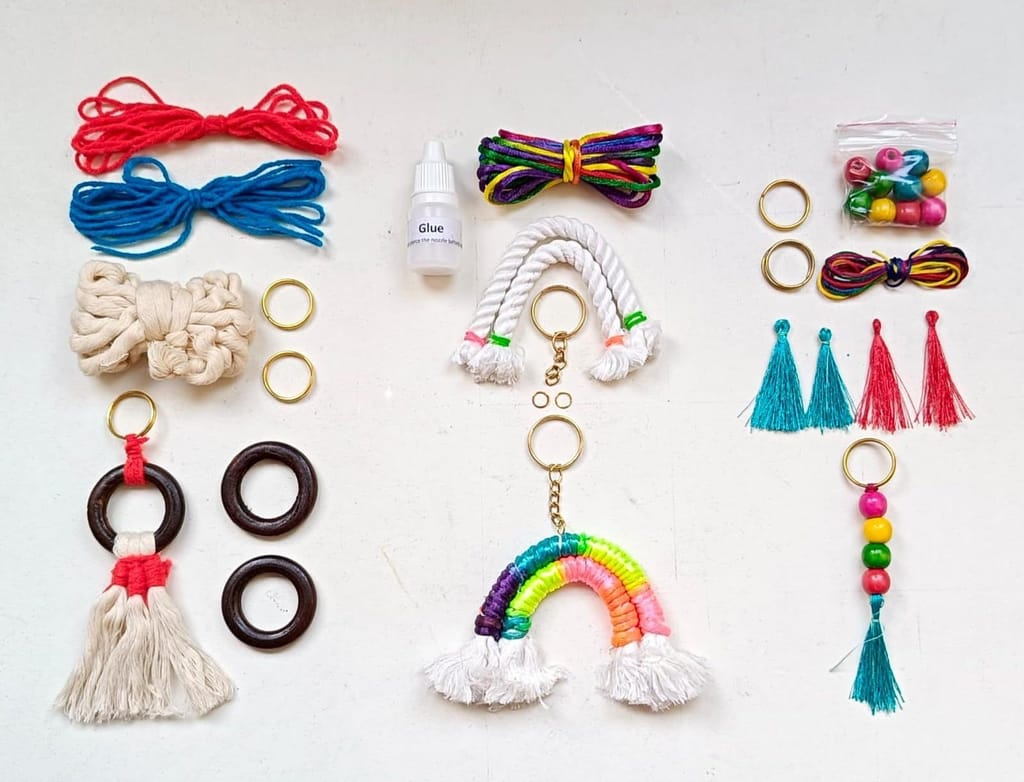 The brown box Key Chain Making Kit (Set of 3) Macrame keychain,Hobby kit,Craft kit,DIY Kit.Birthday gift - Party and Festive Needs | Buy online on ZillyBuy