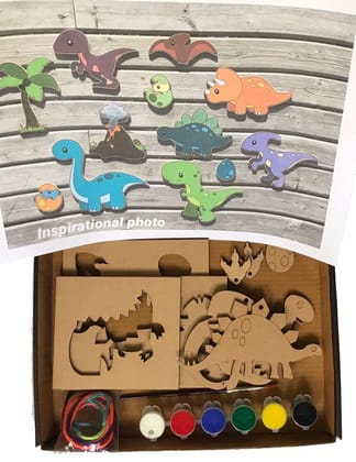 The brown box Dinosaur Painting Kit for Kids,Arts and Crafts for Kids Ages 6-8, 8-12,Gifts for Boys and Girls,Hobby kit,DIY Activity Kit,Art Kit (Dinosaur),Educational Toys for Kids,MDF Cutouts