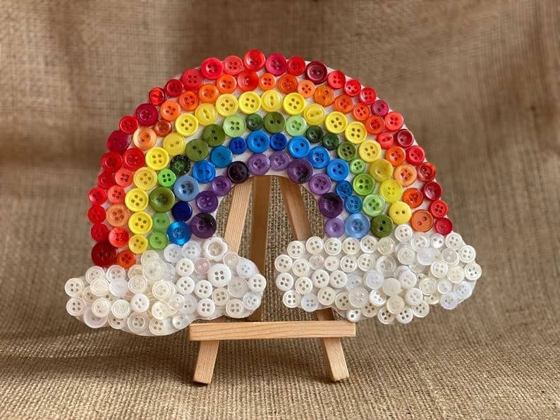 The brown box DIY Button Rainbow Mosaic Kit,Craft kit,Art and Craft Kit,DIY Kit,Hobby kit,Rainbow Theme Birthday Gift,Christmas Gift - Party and Festive Needs | Buy online on ZillyBuy