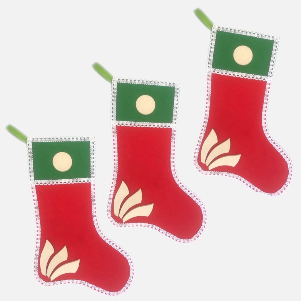 The Brown Box-Set of 3 Christmas Stockings/Socks, 28x18cm or 11x7 inch,Christmas Decoration Item,Christmas Ornaments,Christmas Gift Stuffers - Party and Festive Needs | Buy online on ZillyBuy