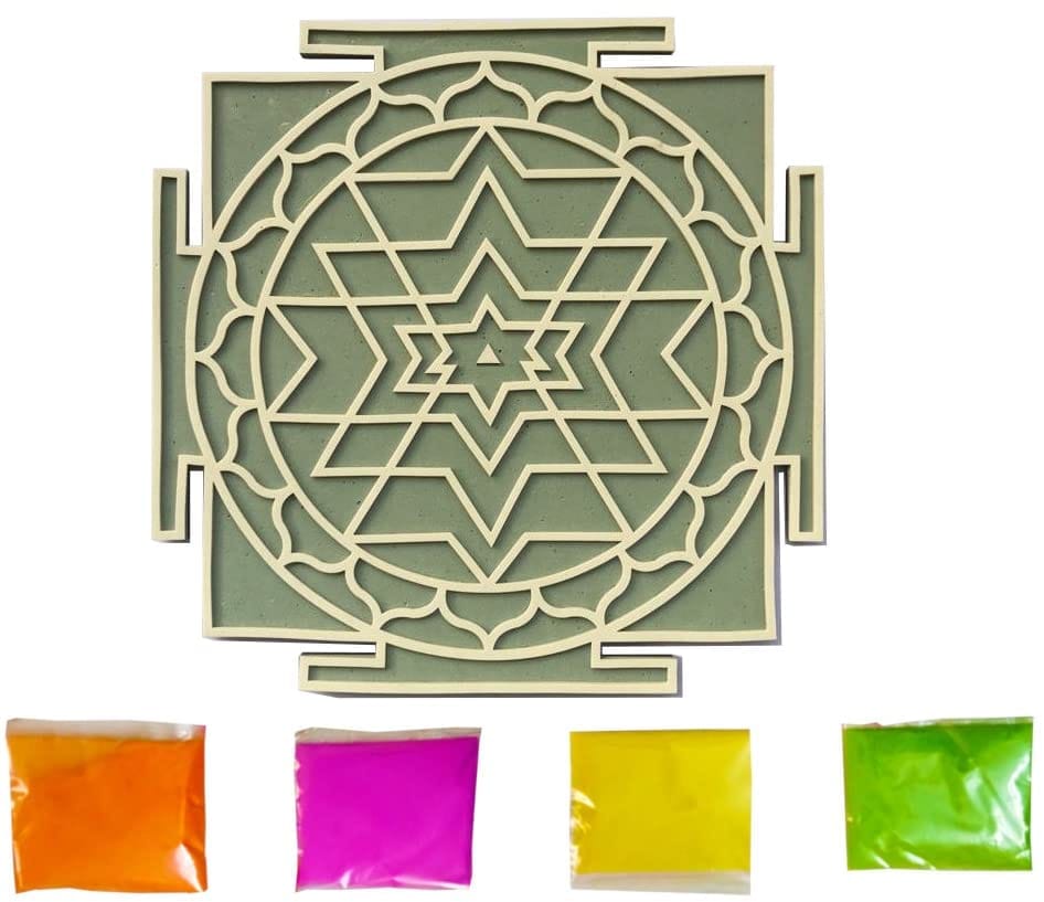The Brown Box 3D Rangoli Making kit,Shree Yantra Rangoli,Rangoli Stencils,Rangoli Stickers,Pongal Rangoli,Rangoli Powder,Rangoli mat,Floating Rangoli,Pooja Decoration Items, Shree Yantra