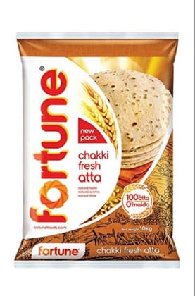 Fortune Chakki Fresh Atta, 10 Kg, 100% Atta 0% Maida