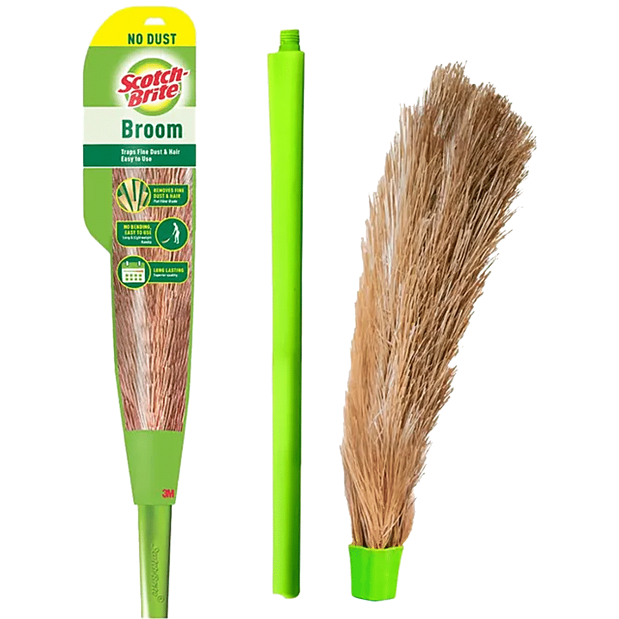 Scotch-Brite No, Dust Premium Broom, Long Handle, Easy Floor Cleaning, 1 Pc