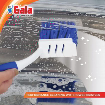 Gala Stylo Dish And Kitchen Sink Brush, White, Blue, Pack Of 1 Pieces