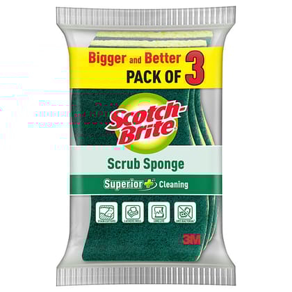 Scotch brite Scrub Sponge, Utensil Sponge Scrubber for Dishwash cleaning, 3 pcs