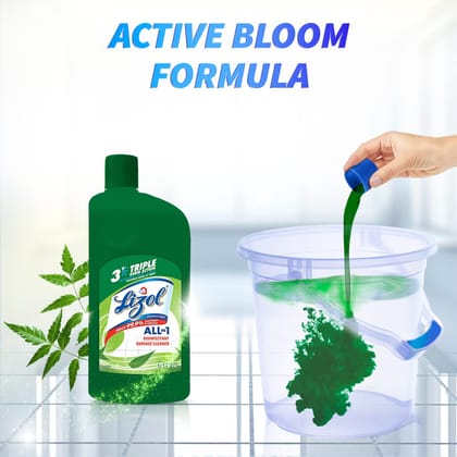 Lizol Disinfectant Surface & Floor Cleaner Liquid, Neem, Suitable For All Floor Cleaner Mops, Kills 99.9% Germs, 1 Litre