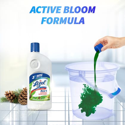 Lizol Disinfectant Surface & Floor Cleaner Liquid, Pine, Suitable For All Floor Cleaner Mops, Kills 99.9% Germs, 500 Ml