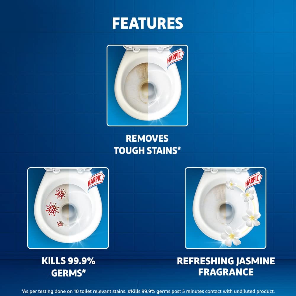 Harpic Disinfectant Toilet Cleaner Liquid, Jasmine, Suitable For Toilet Bowls, Refreshingly Fragrant, 1 Litre