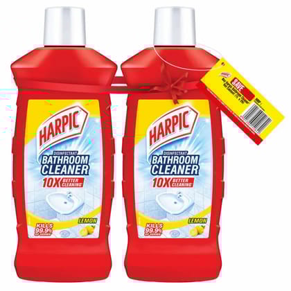 Harpic Disinfectant Bathroom Cleaner Liquid, Lemon, 1 L (Pack Of 2)