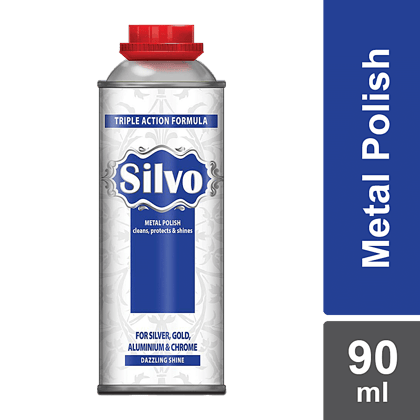 Silvo Metal Polish Liquid, Cleans, Protects & Shines, For Silver, Gold, Aluminum & Chrome, 90 Ml
