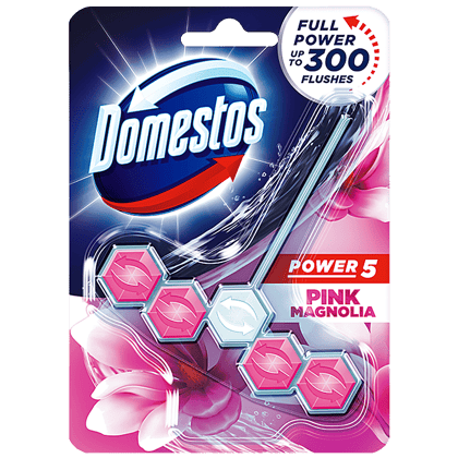 Domestos Pink Magnolia Toilet Rim Block With Long Lasting Fragrance, 55 G